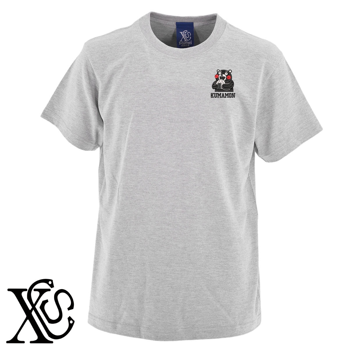 くまモン143柄 刺繍 5.6oz 綿100% 半袖 Tシャツ メンズ レディース カットソー 大きいサイズあり【X-CLOTHES】オリジナル グッズ 刺繍 ワンポイント 雑貨【b 黒 紺 ブルー 赤 ワイン】【g 白 灰】 【4くまモン-B】