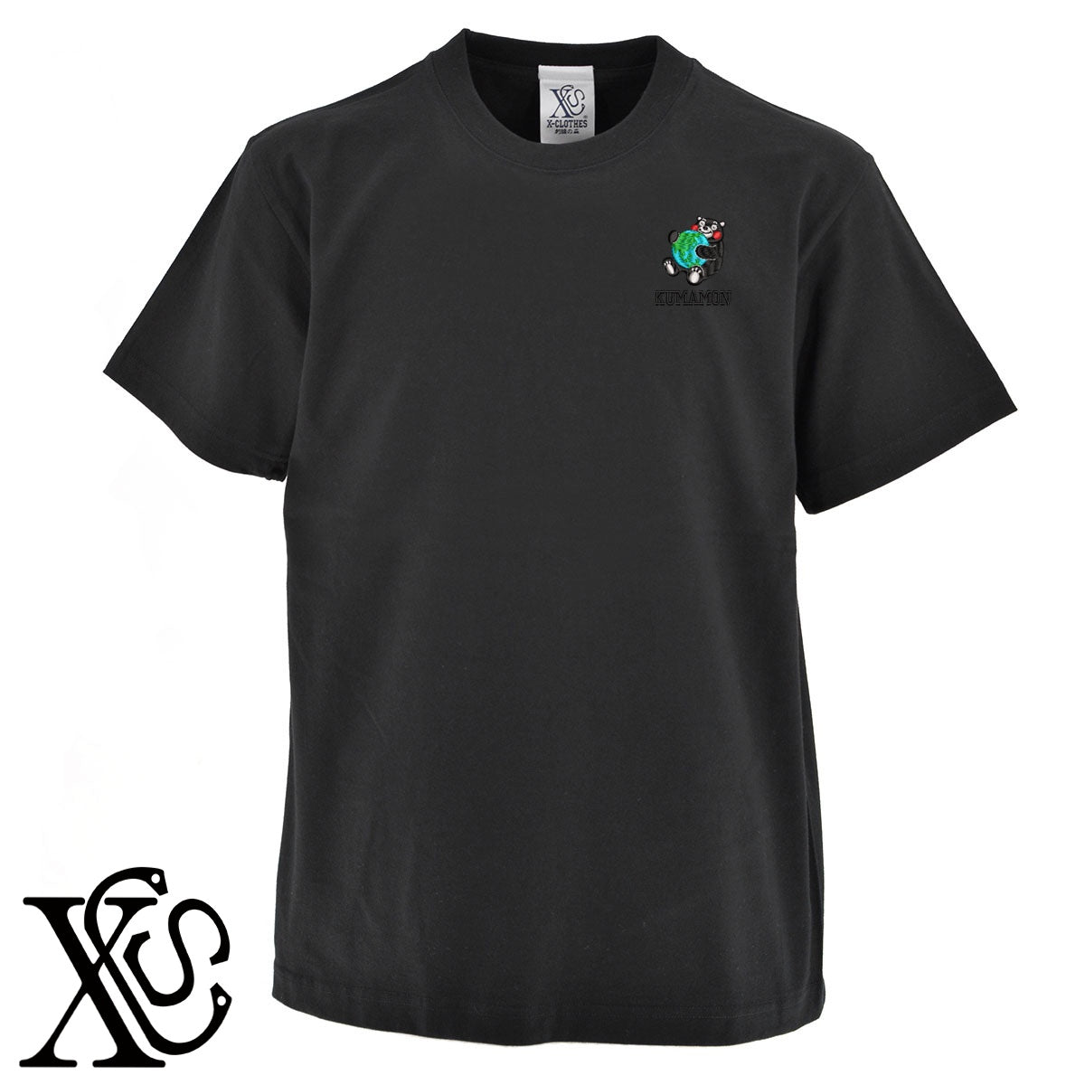 くまモン181-1柄 刺繍 5.6oz 綿100% 半袖 Tシャツ メンズ レディース カットソー 大きいサイズあり【X-CLOTHES】オリジナル グッズ 刺繍 ワンポイント 雑貨【b 黒 紺 ブルー 赤 ワイン】【g 白 灰】 【4くまモン-B】