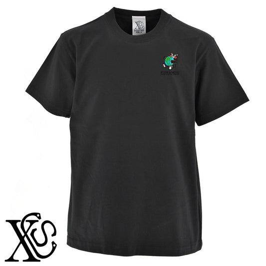 くまモン181-1柄 刺繍 5.6oz 綿100% 半袖 Tシャツ メンズ レディース カットソー 大きいサイズあり【X-CLOTHES】オリジナル グッズ 刺繍 ワンポイント 雑貨【b 黒 紺 ブルー 赤 ワイン】【g 白 灰】 【4くまモン-B】