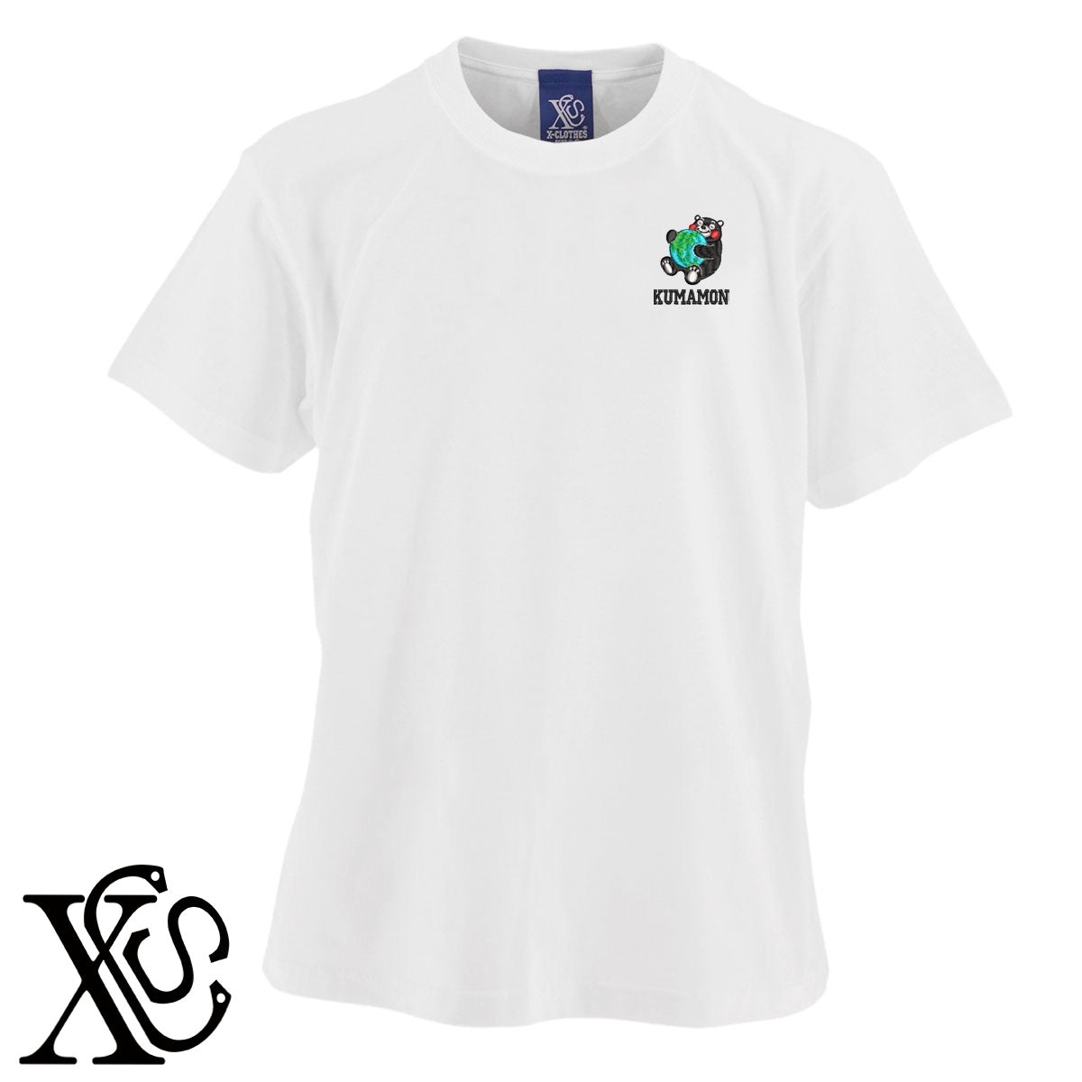 くまモン181-1柄 刺繍 5.6oz 綿100% 半袖 Tシャツ メンズ レディース カットソー 大きいサイズあり【X-CLOTHES】オリジナル グッズ 刺繍 ワンポイント 雑貨【b 黒 紺 ブルー 赤 ワイン】【g 白 灰】 【4くまモン-B】