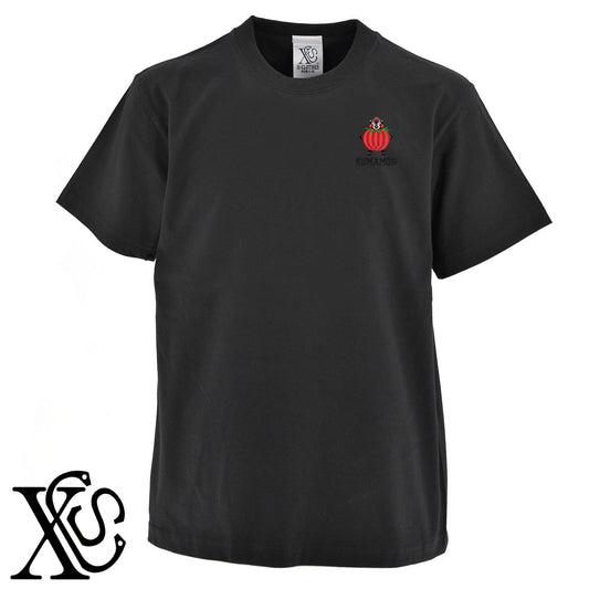くまモン185柄 刺繍 5.6oz 綿100% 半袖 Tシャツ メンズ レディース カットソー 大きいサイズあり【X-CLOTHES】オリジナル グッズ 刺繍 ワンポイント 雑貨【b 黒 紺 ブルー 赤 ワイン】【g 白 灰】 【4くまモン-B】