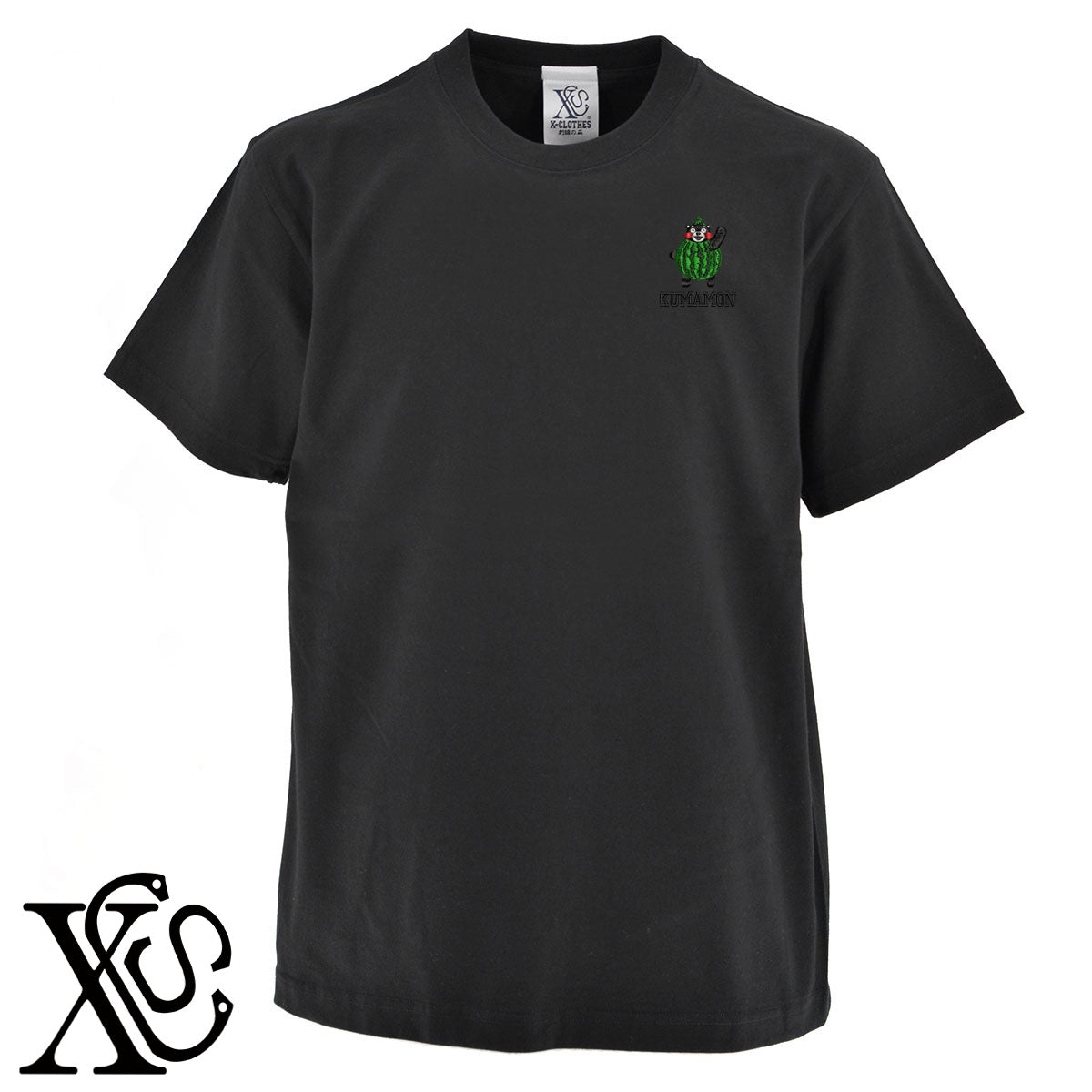 くまモン186柄 刺繍 5.6oz 綿100% 半袖 Tシャツ メンズ レディース カットソー 大きいサイズあり【X-CLOTHES】オリジナル グッズ 刺繍 ワンポイント 雑貨【b 黒 紺 ブルー 赤 ワイン】【g 白 灰】 【4くまモン-B】