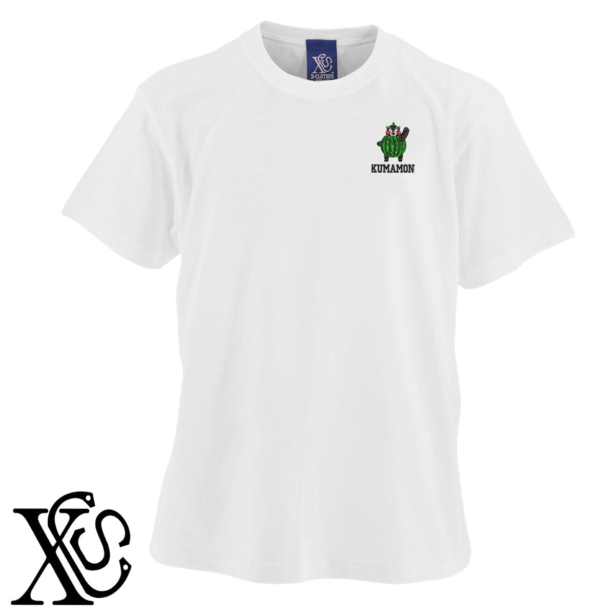 くまモン186柄 刺繍 5.6oz 綿100% 半袖 Tシャツ メンズ レディース カットソー 大きいサイズあり【X-CLOTHES】オリジナル グッズ 刺繍 ワンポイント 雑貨【b 黒 紺 ブルー 赤 ワイン】【g 白 灰】 【4くまモン-B】