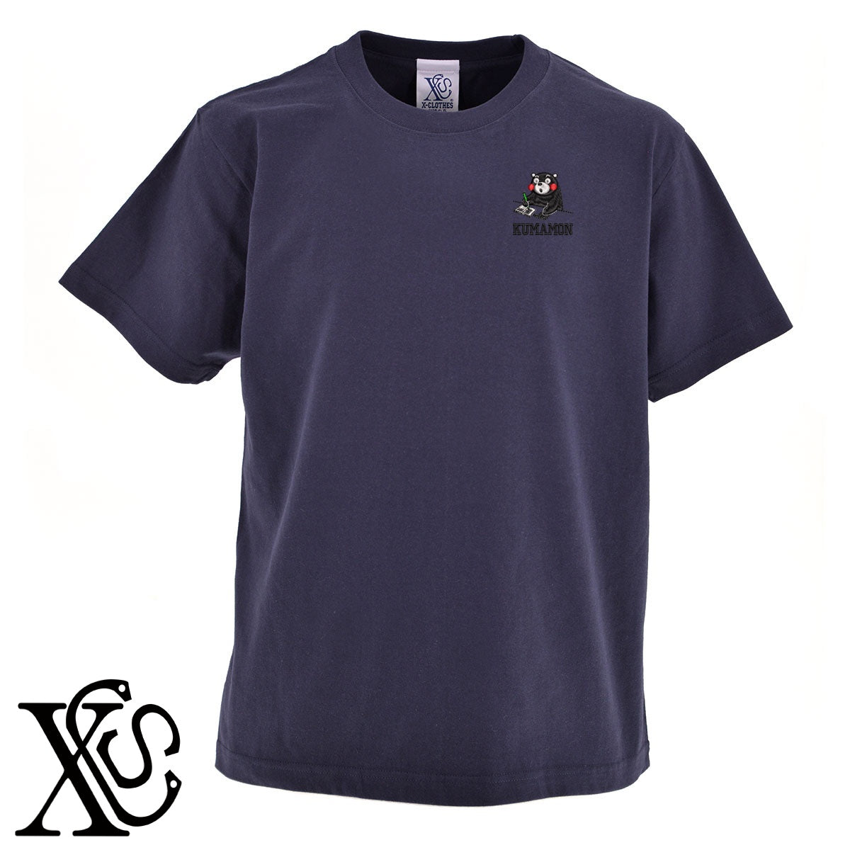 くまモン198柄 刺繍 5.6oz 綿100% 半袖 Tシャツ メンズ レディース カットソー 大きいサイズあり【X-CLOTHES】オリジナル グッズ 刺繍 ワンポイント 雑貨【b 黒 紺 ブルー 赤 ワイン】【g 白 灰】 【4くまモン-B】