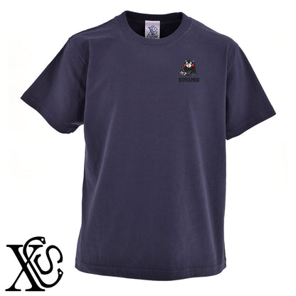 くまモン198柄 刺繍 5.6oz 綿100% 半袖 Tシャツ メンズ レディース カットソー 大きいサイズあり【X-CLOTHES】オリジナル グッズ 刺繍 ワンポイント 雑貨【b 黒 紺 ブルー 赤 ワイン】【g 白 灰】 【4くまモン-B】
