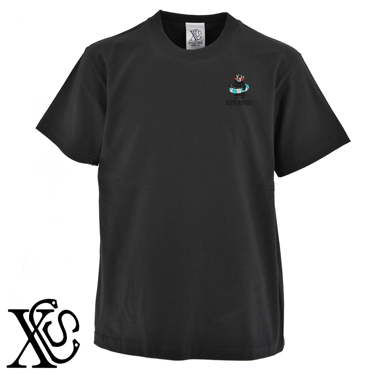 くまモン200柄 刺繍 5.6oz 綿100% 半袖 Tシャツ メンズ レディース カットソー 大きいサイズあり【X-CLOTHES】オリジナル グッズ 刺繍 ワンポイント 雑貨【b 黒 紺 ブルー 赤 ワイン】【g 白 灰】 【4くまモン-B】