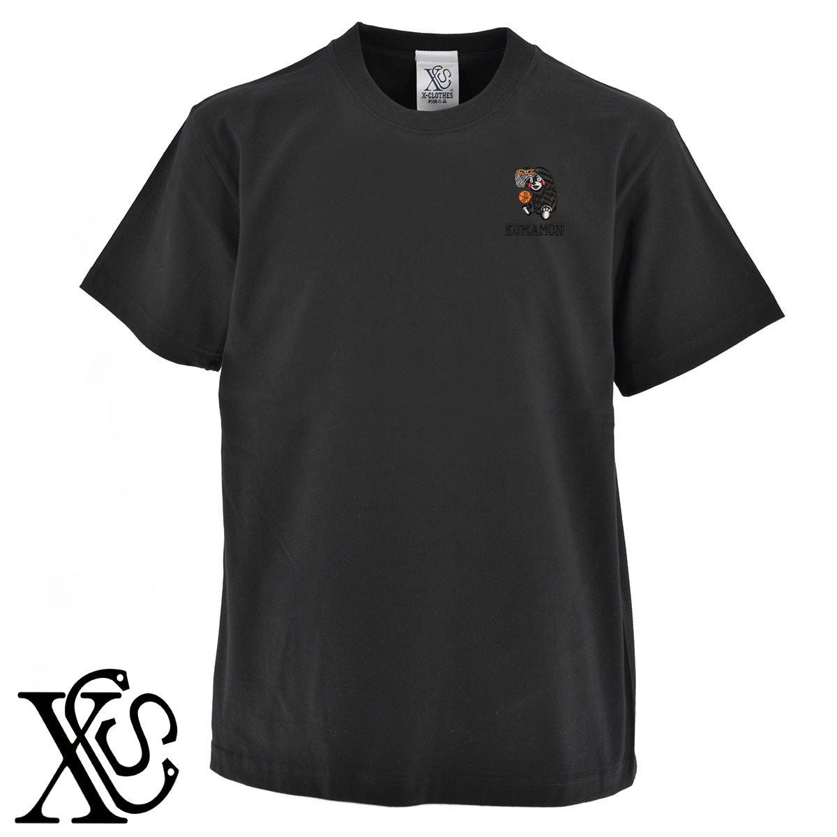 くまモン208柄 刺繍 5.6oz 綿100% 半袖 Tシャツ メンズ レディース カットソー 大きいサイズあり【X-CLOTHES】オリジナル グッズ 刺繍 ワンポイント 雑貨【b 黒 紺 ブルー 赤 ワイン】【g 白 灰】 【4くまモン-B】