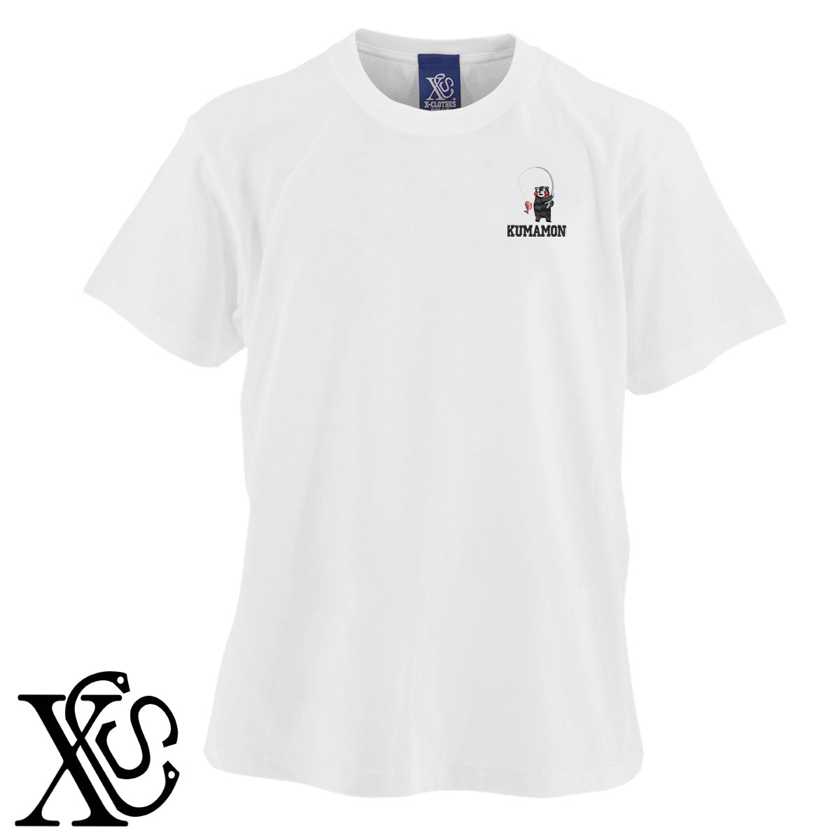 くまモン217柄 刺繍 5.6oz 綿100% 半袖 Tシャツ メンズ レディース カットソー 大きいサイズあり【X-CLOTHES】オリジナル グッズ 刺繍 ワンポイント 雑貨【b 黒 紺 ブルー 赤 ワイン】【g 白 灰】 【4くまモン-B】