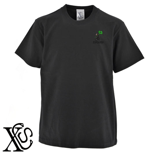くまモン220柄 刺繍 5.6oz 綿100% 半袖 Tシャツ メンズ レディース カットソー 大きいサイズあり【X-CLOTHES】オリジナル グッズ 刺繍 ワンポイント 雑貨【b 黒 紺 ブルー 赤 ワイン】【g 白 灰】 【4くまモン-B】
