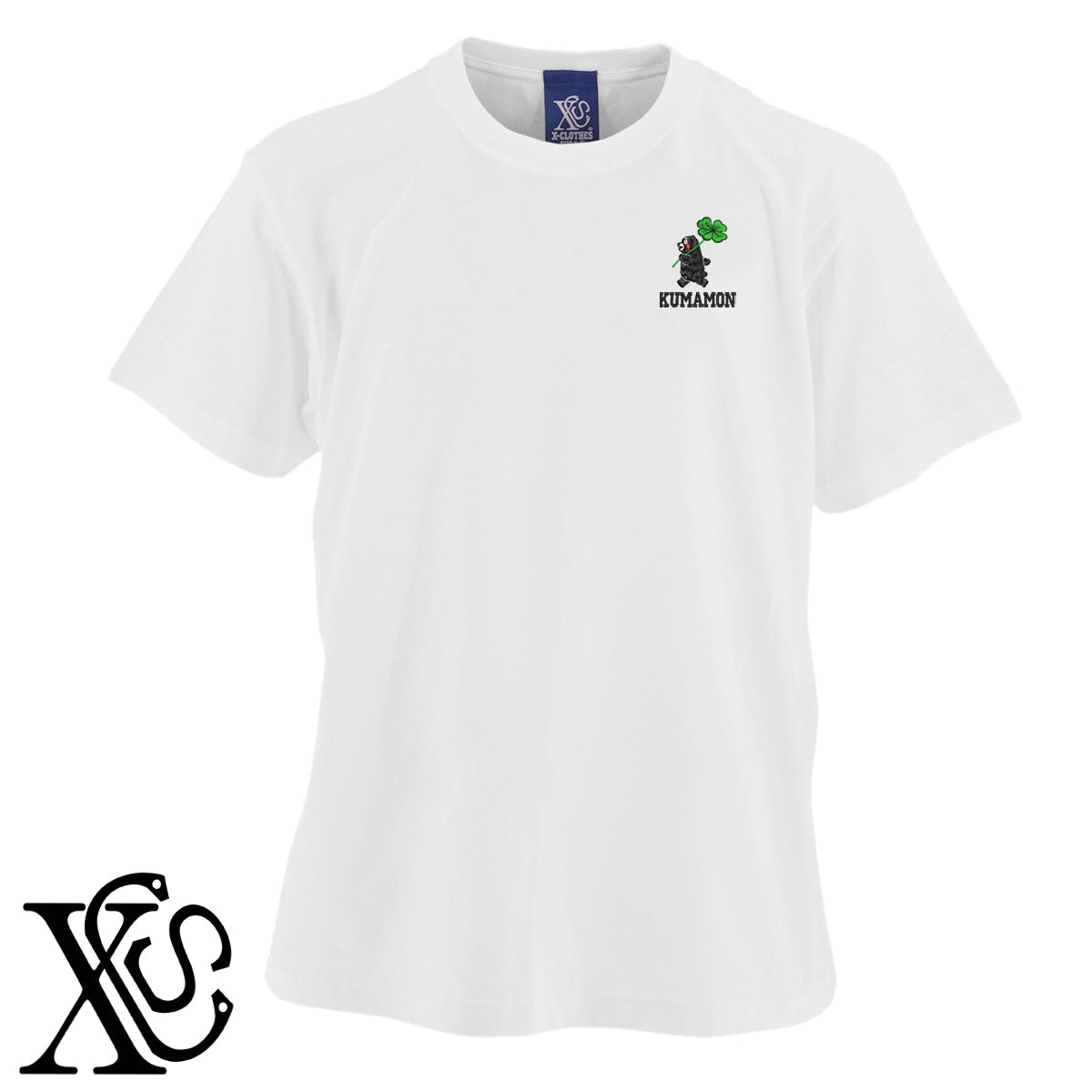 くまモン220柄 刺繍 5.6oz 綿100% 半袖 Tシャツ メンズ レディース カットソー 大きいサイズあり【X-CLOTHES】オリジナル グッズ 刺繍 ワンポイント 雑貨【b 黒 紺 ブルー 赤 ワイン】【g 白 灰】 【4くまモン-B】