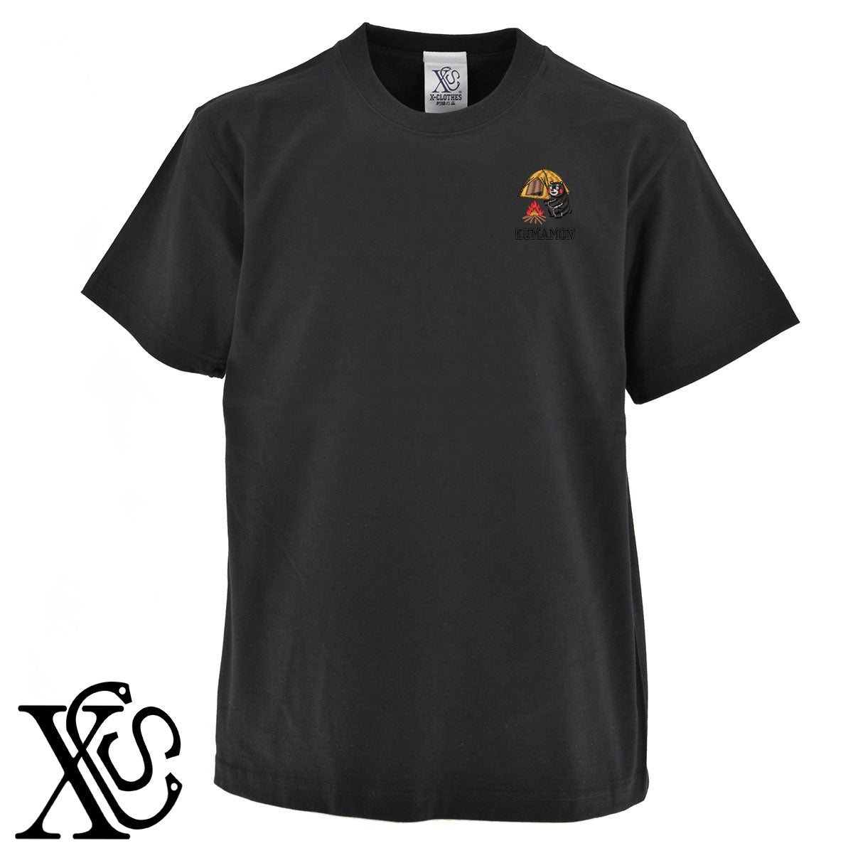 くまモン264柄 刺繍 5.6oz 綿100% 半袖 Tシャツ メンズ レディース カットソー 大きいサイズあり【X-CLOTHES】オリジナル グッズ 刺繍 ワンポイント 雑貨【b 黒 紺 ブルー 赤 ワイン】【g 白 灰】 【4くまモン-B】