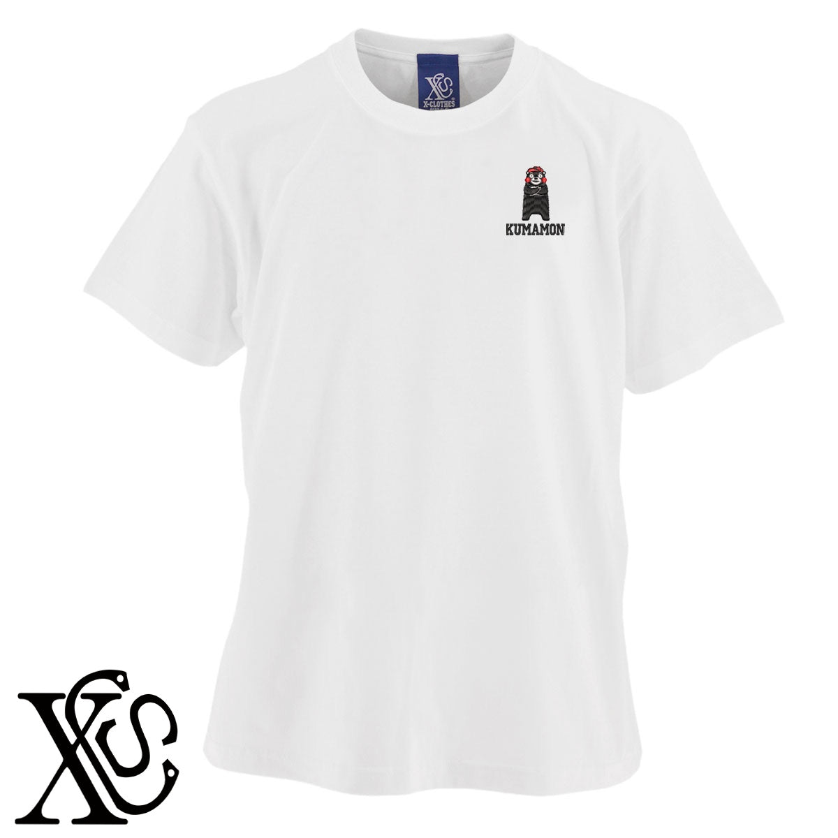 くまモン333柄 刺繍 5.6oz 綿100% 半袖 Tシャツ メンズ レディース カットソー 大きいサイズあり【X-CLOTHES】オリジナル グッズ 刺繍 ワンポイント 雑貨【b 黒 紺 ブルー 赤 ワイン】【g 白 灰】 【4くまモン-C】