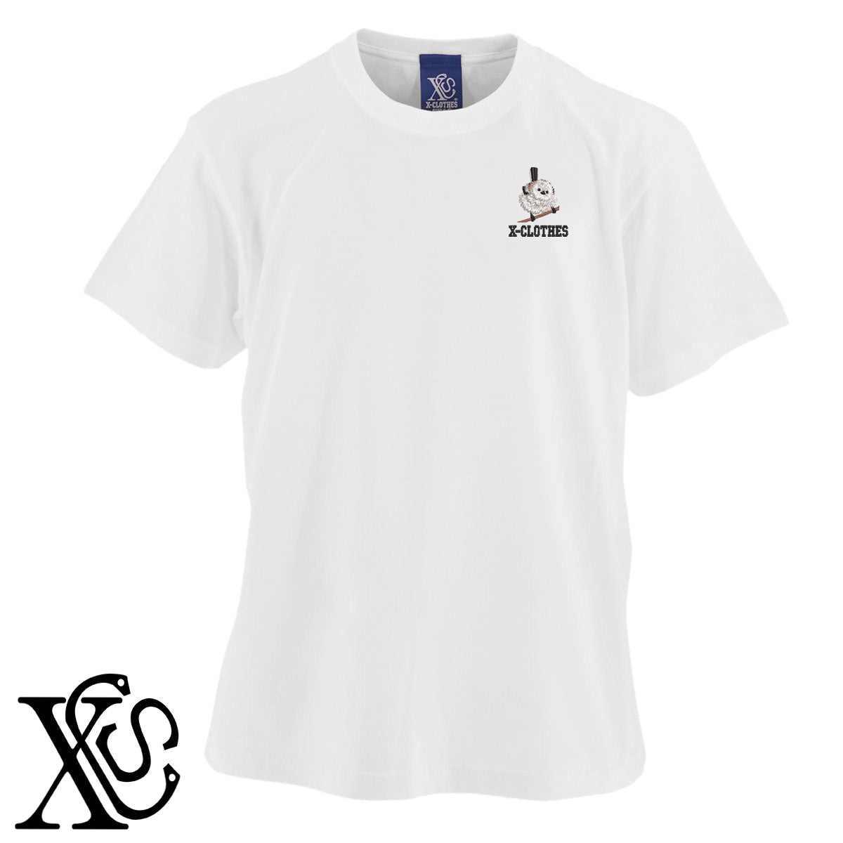 シマエナガ11柄 刺繍 5.6oz 綿100% 半袖 Tシャツ メンズ レディース カットソー 大きいサイズあり【X-CLOTHES】オリジナル グッズ 刺繍 ワンポイント 雑貨【b 黒 紺 ブルー 赤 ワイン】【g 白 灰】 【6動物鳥魚-シマエナガ】