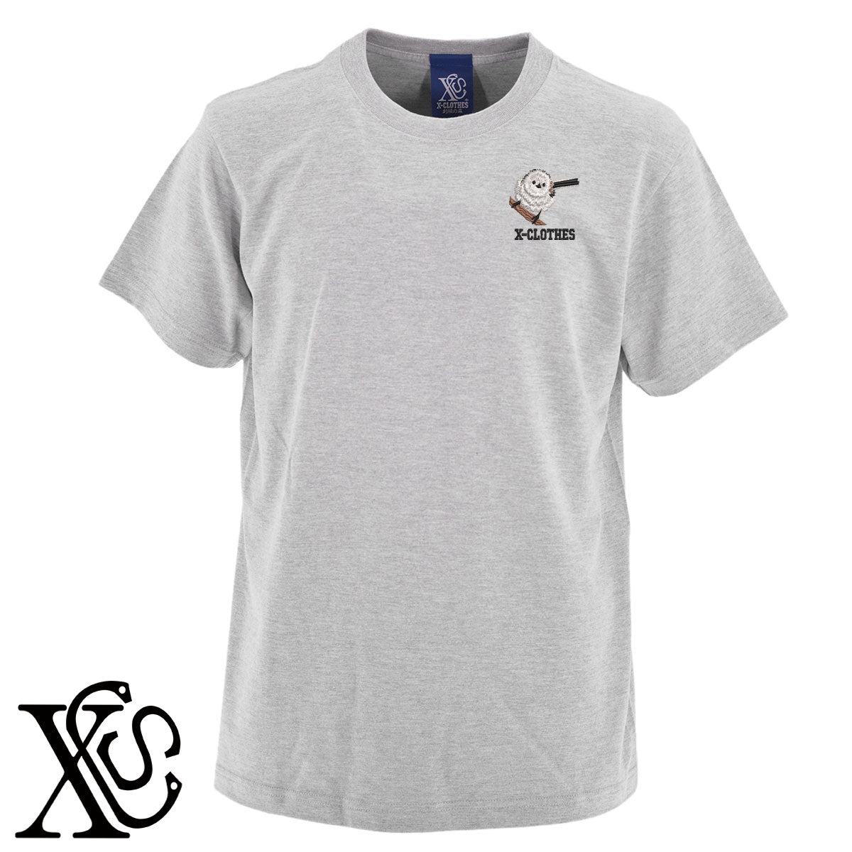 シマエナガ9柄 刺繍 5.6oz 綿100% 半袖 Tシャツ メンズ レディース カットソー 大きいサイズあり【X-CLOTHES】オリジナル グッズ 刺繍 ワンポイント 雑貨【b 黒 紺 ブルー 赤 ワイン】【g 白 灰】 【6動物鳥魚-シマエナガ】