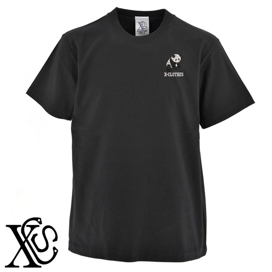 パンダ14柄 刺繍 5.6oz 綿100% 半袖 Tシャツ メンズ レディース カットソー 大きいサイズあり【X-CLOTHES】オリジナル グッズ 刺繍 ワンポイント 雑貨【b 黒 紺 ブルー 赤 ワイン】【g 白 灰】 【6動物鳥魚-パンダ】