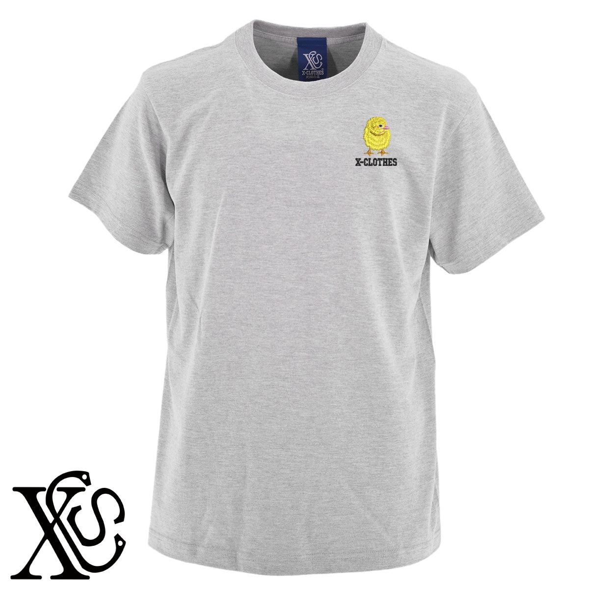 ひよこ3柄 刺繍 5.6oz 綿100% 半袖 Tシャツ メンズ レディース カットソー 大きいサイズあり【X-CLOTHES】オリジナル グッズ 刺繍 ワンポイント 雑貨【b 黒 紺 ブルー 赤 ワイン】【g 白 灰】 【6動物鳥魚-家鳥】