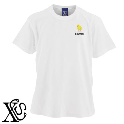 ひよこ4柄 刺繍 5.6oz 綿100% 半袖 Tシャツ メンズ レディース カットソー 大きいサイズあり【X-CLOTHES】オリジナル グッズ 刺繍 ワンポイント 雑貨【b 黒 紺 ブルー 赤 ワイン】【g 白 灰】 【6動物鳥魚-家鳥】