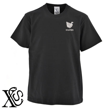 烏骨鶏2柄 刺繍 5.6oz 綿100% 半袖 Tシャツ メンズ レディース カットソー 大きいサイズあり【X-CLOTHES】オリジナル グッズ 刺繍 ワンポイント 雑貨【b 黒 紺 ブルー 赤 ワイン】【g 白 灰】 【6動物鳥魚-家鳥】