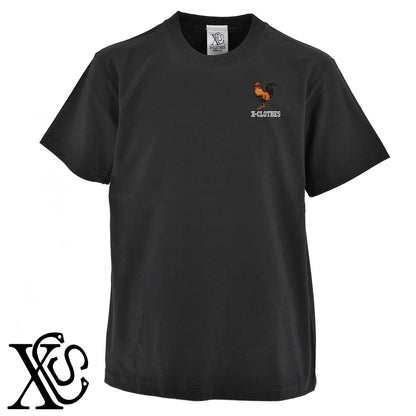 雄鶏2柄 刺繍 5.6oz 綿100% 半袖 Tシャツ メンズ レディース カットソー 大きいサイズあり【X-CLOTHES】オリジナル グッズ 刺繍 ワンポイント 雑貨【b 黒 紺 ブルー 赤 ワイン】【g 白 灰】 【6動物鳥魚-家鳥】