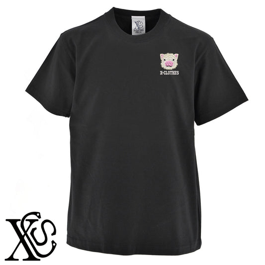 子豚3柄 刺繍 5.6oz 綿100% 半袖 Tシャツ メンズ レディース カットソー 大きいサイズあり【X-CLOTHES】オリジナル グッズ 刺繍 ワンポイント 雑貨【b 黒 紺 ブルー 赤 ワイン】【g 白 灰】 【6動物鳥魚-小動物】