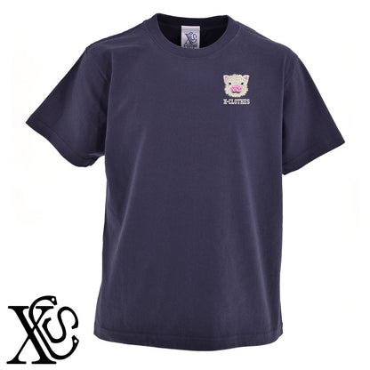 子豚3柄 刺繍 5.6oz 綿100% 半袖 Tシャツ メンズ レディース カットソー 大きいサイズあり【X-CLOTHES】オリジナル グッズ 刺繍 ワンポイント 雑貨【b 黒 紺 ブルー 赤 ワイン】【g 白 灰】 【6動物鳥魚-小動物】