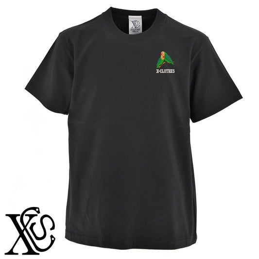インコ2柄 刺繍 5.6oz 綿100% 半袖 Tシャツ メンズ レディース カットソー 大きいサイズあり【X-CLOTHES】オリジナル グッズ 刺繍 ワンポイント 雑貨【b 黒 紺 ブルー 赤 ワイン】【g 白 灰】 【6動物鳥魚-文鳥インコ】