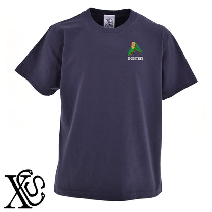 インコ2柄 刺繍 5.6oz 綿100% 半袖 Tシャツ メンズ レディース カットソー 大きいサイズあり【X-CLOTHES】オリジナル グッズ 刺繍 ワンポイント 雑貨【b 黒 紺 ブルー 赤 ワイン】【g 白 灰】 【6動物鳥魚-文鳥インコ】