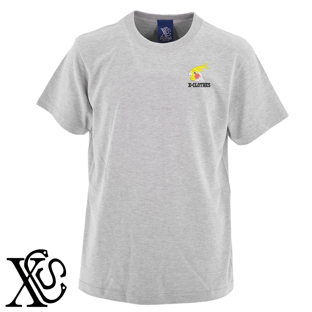 オカメインコ3柄 刺繍 5.6oz 綿100% 半袖 Tシャツ メンズ レディース カットソー 大きいサイズあり【X-CLOTHES】オリジナル グッズ 刺繍 ワンポイント 雑貨【b 黒 紺 ブルー 赤 ワイン】【g 白 灰】 【6動物鳥魚-文鳥インコ】