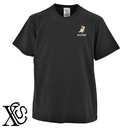 オカメインコ6柄 刺繍 5.6oz 綿100% 半袖 Tシャツ メンズ レディース カットソー 大きいサイズあり【X-CLOTHES】オリジナル グッズ 刺繍 ワンポイント 雑貨【b 黒 紺 ブルー 赤 ワイン】【g 白 灰】 【6動物鳥魚-文鳥インコ】