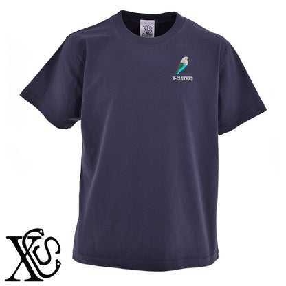 コザクラインコ4柄 刺繍 5.6oz 綿100% 半袖 Tシャツ メンズ レディース カットソー 大きいサイズあり【X-CLOTHES】オリジナル グッズ 刺繍 ワンポイント 雑貨【b 黒 紺 ブルー 赤 ワイン】【g 白 灰】 【6動物鳥魚-文鳥インコ】