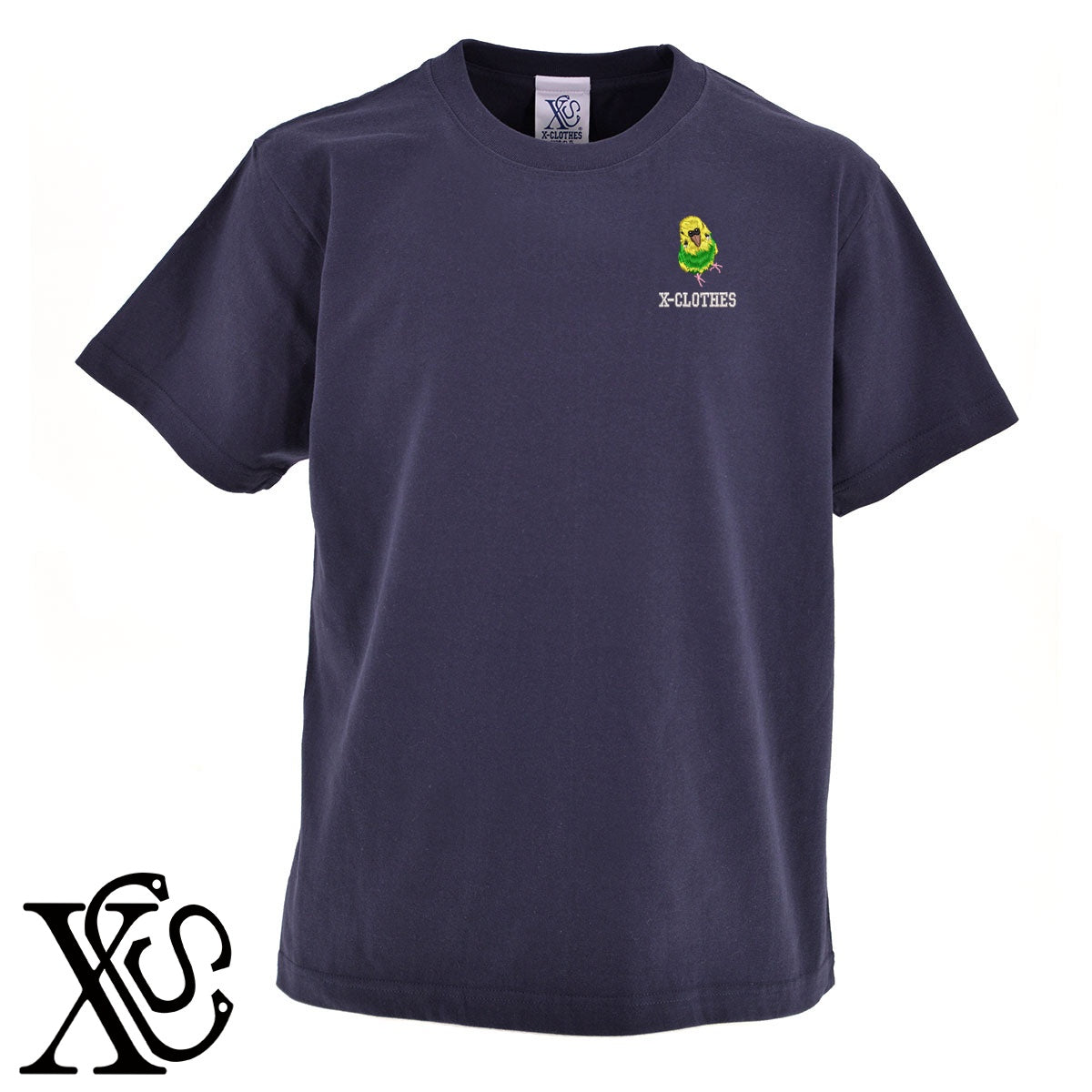 セキセイインコ11柄 刺繍 5.6oz 綿100% 半袖 Tシャツ メンズ レディース カットソー 大きいサイズあり【X-CLOTHES】オリジナル グッズ 刺繍 ワンポイント 雑貨【b 黒 紺 ブルー 赤 ワイン】【g 白 灰】 【6動物鳥魚-文鳥インコ】