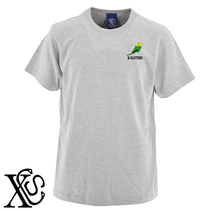 セキセイインコ6柄 刺繍 5.6oz 綿100% 半袖 Tシャツ メンズ レディース カットソー 大きいサイズあり【X-CLOTHES】オリジナル グッズ 刺繍 ワンポイント 雑貨【b 黒 紺 ブルー 赤 ワイン】【g 白 灰】 【6動物鳥魚-文鳥インコ】
