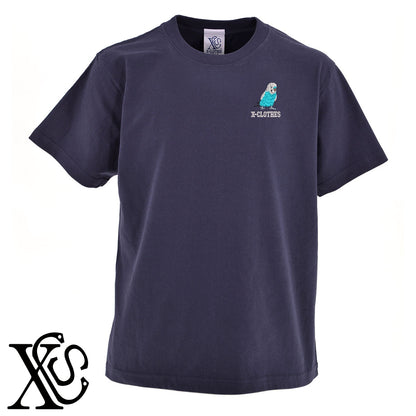 セキセイインコ8柄 刺繍 5.6oz 綿100% 半袖 Tシャツ メンズ レディース カットソー 大きいサイズあり【X-CLOTHES】オリジナル グッズ 刺繍 ワンポイント 雑貨【b 黒 紺 ブルー 赤 ワイン】【g 白 灰】 【6動物鳥魚-文鳥インコ】