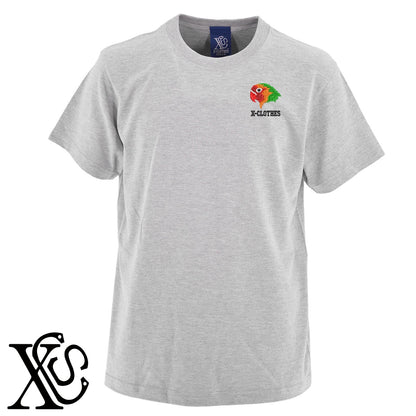 ボタンインコ2柄 刺繍 5.6oz 綿100% 半袖 Tシャツ メンズ レディース カットソー 大きいサイズあり【X-CLOTHES】オリジナル グッズ 刺繍 ワンポイント 雑貨【b 黒 紺 ブルー 赤 ワイン】【g 白 灰】 【6動物鳥魚-文鳥インコ】