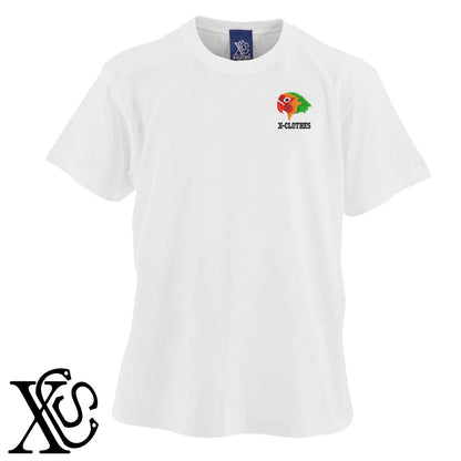 ボタンインコ2柄 刺繍 5.6oz 綿100% 半袖 Tシャツ メンズ レディース カットソー 大きいサイズあり【X-CLOTHES】オリジナル グッズ 刺繍 ワンポイント 雑貨【b 黒 紺 ブルー 赤 ワイン】【g 白 灰】 【6動物鳥魚-文鳥インコ】