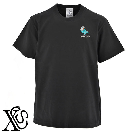 ボタンインコ3柄 刺繍 5.6oz 綿100% 半袖 Tシャツ メンズ レディース カットソー 大きいサイズあり【X-CLOTHES】オリジナル グッズ 刺繍 ワンポイント 雑貨【b 黒 紺 ブルー 赤 ワイン】【g 白 灰】 【6動物鳥魚-文鳥インコ】