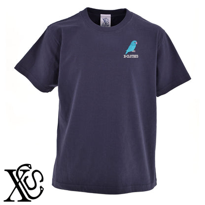 マメルリハ2柄 刺繍 5.6oz 綿100% 半袖 Tシャツ メンズ レディース カットソー 大きいサイズあり【X-CLOTHES】オリジナル グッズ 刺繍 ワンポイント 雑貨【b 黒 紺 ブルー 赤 ワイン】【g 白 灰】 【6動物鳥魚-文鳥インコ】