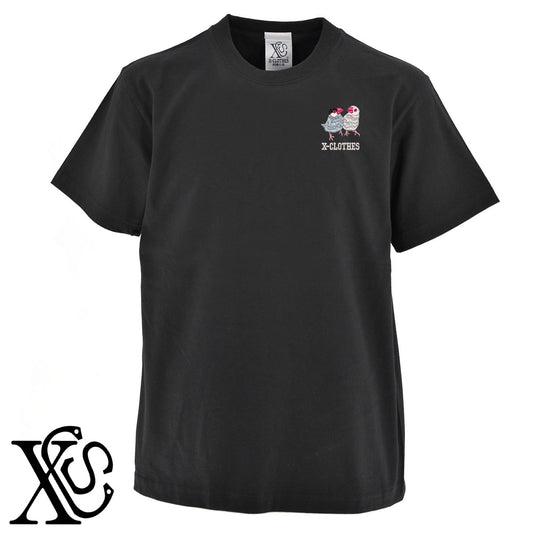 文鳥11柄 刺繍 5.6oz 綿100% 半袖 Tシャツ メンズ レディース カットソー 大きいサイズあり【X-CLOTHES】オリジナル グッズ 刺繍 ワンポイント 雑貨【b 黒 紺 ブルー 赤 ワイン】【g 白 灰】 【6動物鳥魚-文鳥インコ】