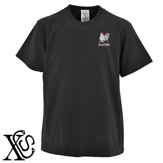 文鳥12柄 刺繍 5.6oz 綿100% 半袖 Tシャツ メンズ レディース カットソー 大きいサイズあり【X-CLOTHES】オリジナル グッズ 刺繍 ワンポイント 雑貨【b 黒 紺 ブルー 赤 ワイン】【g 白 灰】 【6動物鳥魚-文鳥インコ】