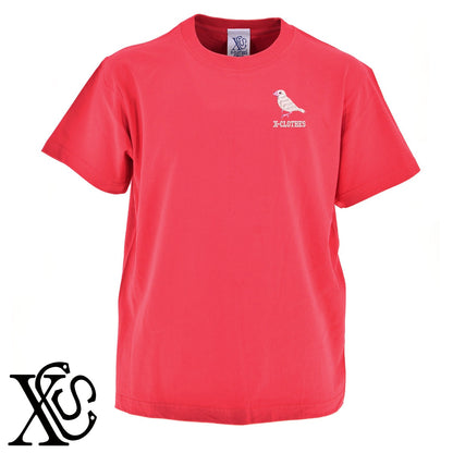 文鳥6柄 刺繍 5.6oz 綿100% 半袖 Tシャツ メンズ レディース カットソー 大きいサイズあり【X-CLOTHES】オリジナル グッズ 刺繍 ワンポイント 雑貨【b 黒 紺 ブルー 赤 ワイン】【g 白 灰】 【6動物鳥魚-文鳥インコ】