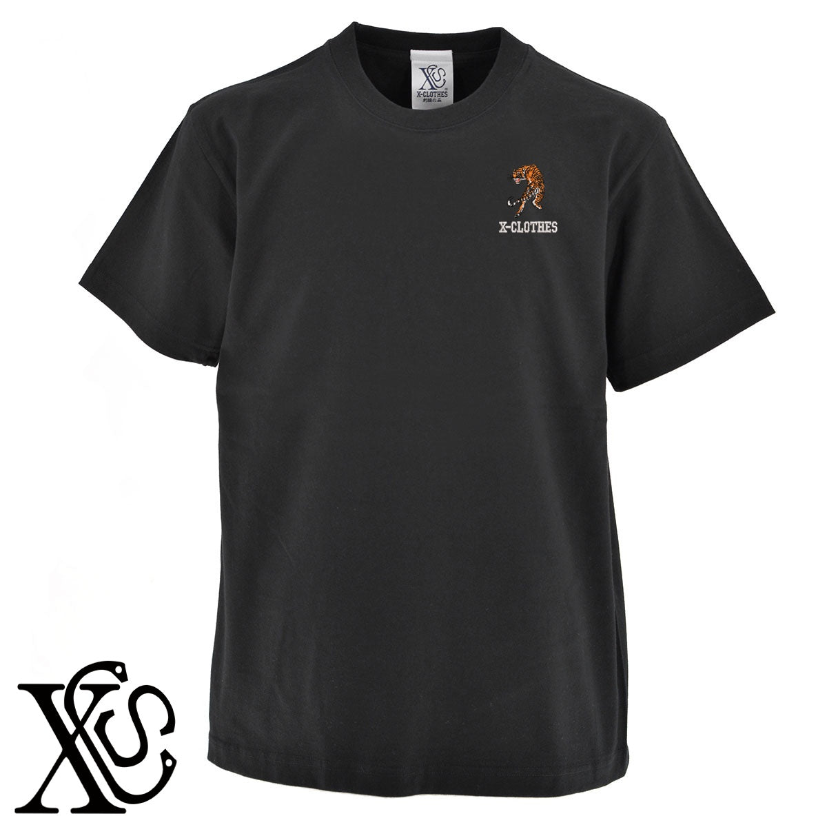 虎11柄 刺繍 5.6oz 綿100% 半袖 Tシャツ メンズ レディース カットソー 大きいサイズあり【X-CLOTHES】オリジナル グッズ 刺繍 ワンポイント 雑貨【b 黒 紺 ブルー 赤 ワイン】【g 白 灰】 【6動物鳥魚-猛獣】