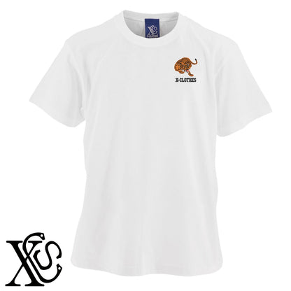 虎13柄 刺繍 5.6oz 綿100% 半袖 Tシャツ メンズ レディース カットソー 大きいサイズあり【X-CLOTHES】オリジナル グッズ 刺繍 ワンポイント 雑貨【b 黒 紺 ブルー 赤 ワイン】【g 白 灰】 【6動物鳥魚-猛獣】