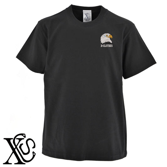 鷲3柄 刺繍 5.6oz 綿100% 半袖 Tシャツ メンズ レディース カットソー 大きいサイズあり【X-CLOTHES】オリジナル グッズ 刺繍 ワンポイント 雑貨【b 黒 紺 ブルー 赤 ワイン】【g 白 灰】 【6動物鳥魚-猛鳥】