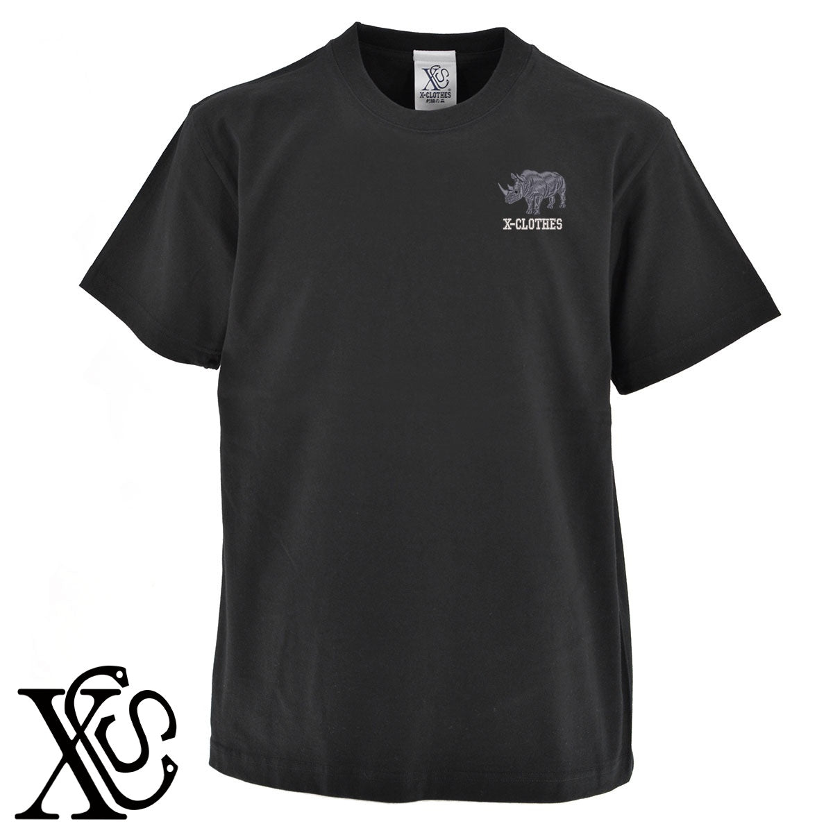 サイ2柄 刺繍 5.6oz 綿100% 半袖 Tシャツ メンズ レディース カットソー 大きいサイズあり【X-CLOTHES】オリジナル グッズ 刺繍 ワンポイント 雑貨【b 黒 紺 ブルー 赤 ワイン】【g 白 灰】 【6動物鳥魚-草食動物】