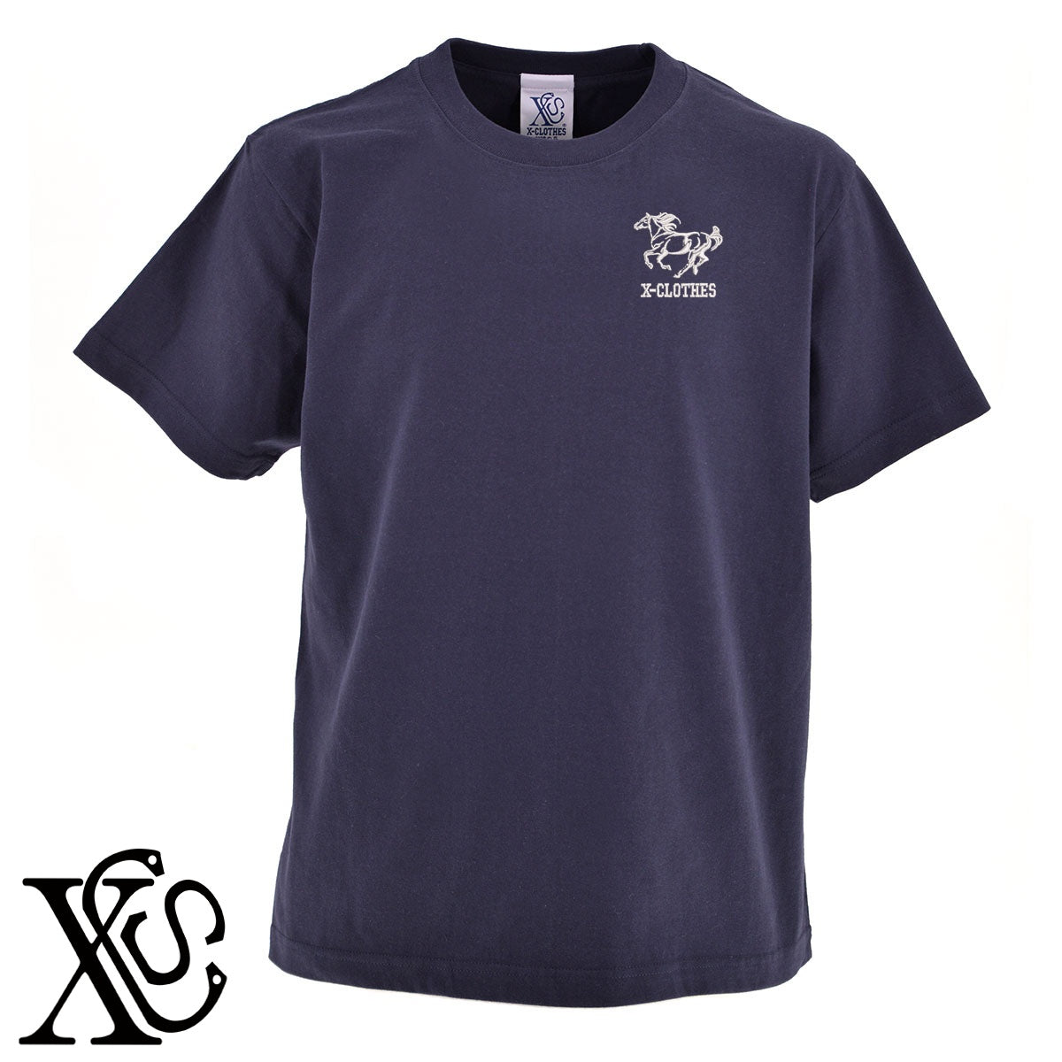 馬20柄 刺繍 5.6oz 綿100% 半袖 Tシャツ メンズ レディース カットソー 大きいサイズあり【X-CLOTHES】オリジナル グッズ 刺繍 ワンポイント 雑貨【b 黒 紺 ブルー 赤 ワイン】【g 白 灰】 【6動物鳥魚-草食動物】