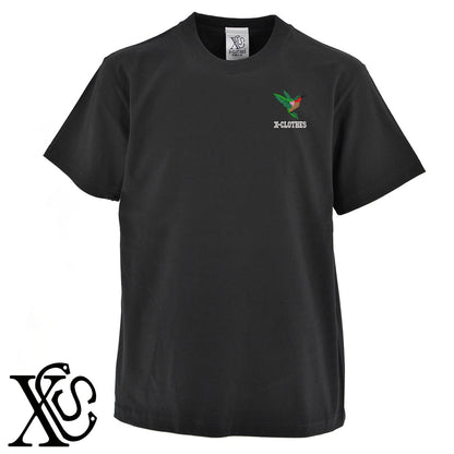 ハチドリ4柄 刺繍 5.6oz 綿100% 半袖 Tシャツ メンズ レディース カットソー 大きいサイズあり【X-CLOTHES】オリジナル グッズ 刺繍 ワンポイント 雑貨【b 黒 紺 ブルー 赤 ワイン】【g 白 灰】 【6動物鳥魚-野鳥】