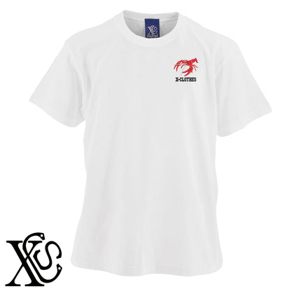 ザリガニ2柄 刺繍 5.6oz 綿100% 半袖 Tシャツ メンズ レディース カットソー 大きいサイズあり【X-CLOTHES】オリジナル グッズ 刺繍 ワンポイント 雑貨【b 黒 紺 ブルー 赤 ワイン】【g 白 灰】 【6動物鳥魚-釣り魚】