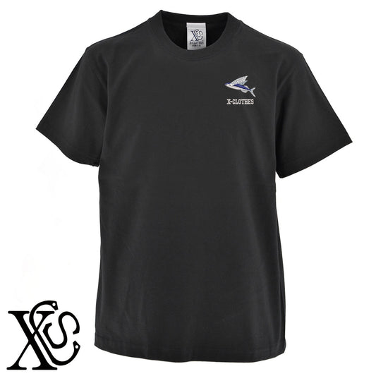トビウオ2柄 刺繍 5.6oz 綿100% 半袖 Tシャツ メンズ レディース カットソー 大きいサイズあり【X-CLOTHES】オリジナル グッズ 刺繍 ワンポイント 雑貨【b 黒 紺 ブルー 赤 ワイン】【g 白 灰】 【6動物鳥魚-釣り魚】