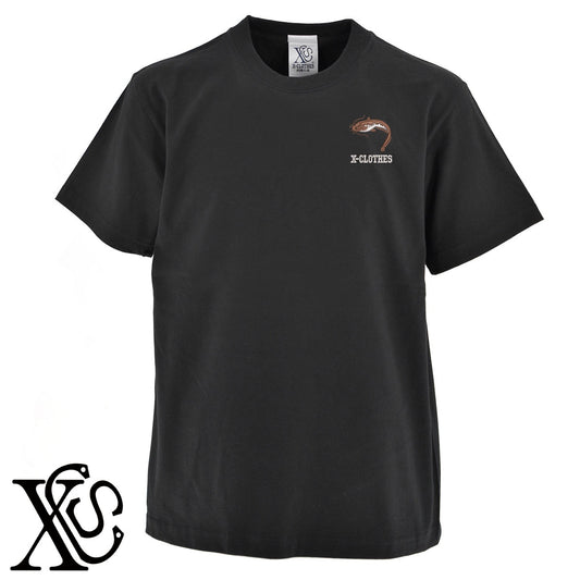 ナマズ2柄 刺繍 5.6oz 綿100% 半袖 Tシャツ メンズ レディース カットソー 大きいサイズあり【X-CLOTHES】オリジナル グッズ 刺繍 ワンポイント 雑貨【b 黒 紺 ブルー 赤 ワイン】【g 白 灰】 【6動物鳥魚-釣り魚】