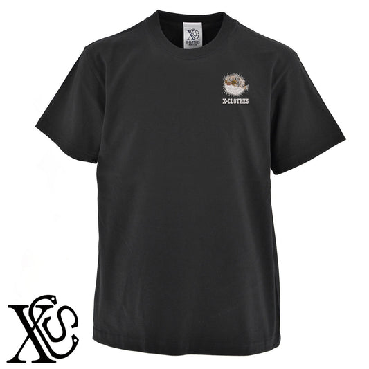 ハリセンボン3柄 刺繍 5.6oz 綿100% 半袖 Tシャツ メンズ レディース カットソー 大きいサイズあり【X-CLOTHES】オリジナル グッズ 刺繍 ワンポイント 雑貨【b 黒 紺 ブルー 赤 ワイン】【g 白 灰】 【6動物鳥魚-釣り魚】